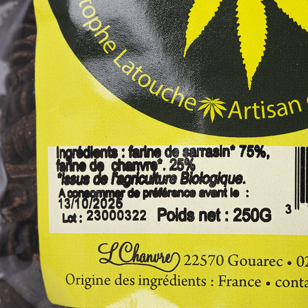 Pâtes tortis au Chanvre et Sarrasin - L'Chanvre