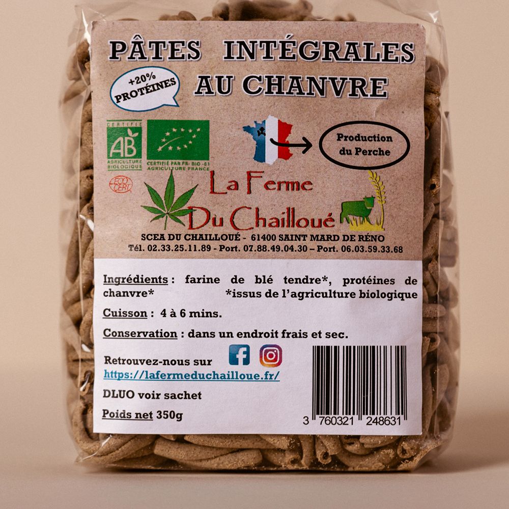 Pâtes Intégrales Protéinées Chanvre - La Ferme du Chailloué