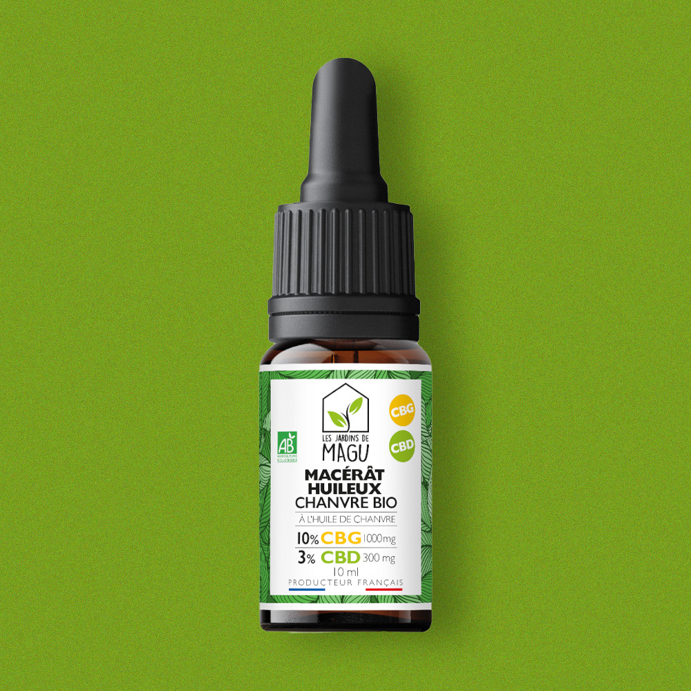 Huile de CBG & CBD 10% - Chanvre Bio - Les Jardins de MAGU